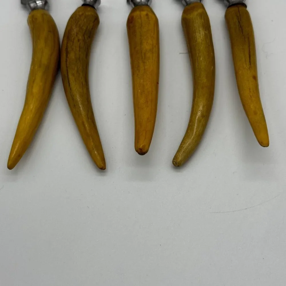 Sheffield Latham Owen Rustic Antler Horn Handle‎ Utensils Knives Forks Cased Set